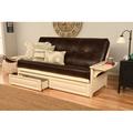 Union Rustic Himanshi Full 81" Wide Faux Leather Futon & Mattress Faux Leather/Wood in White/Brown | 33 H x 81 W x 37 D in | Wayfair