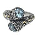 Romantic at Heart,'Blue Topaz on Sterling Silver Ring with Gold Plated Accents'