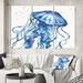 East Urban Home Blue Deep Sea X - 3 Piece Wrapped Canvas Painting Print Set Canvas, Wood in White | 28 H x 36 W x 1 D in | Wayfair
