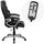 High Back Massaging Black Leather Executive Swivel Chair With Silver Base And Arms - Black