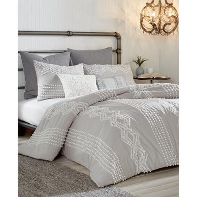 Twin Grey Peri Home Tufted Dot Stripe Comforter Set