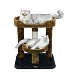 Brown and Blue 23" Cat Tree with Perch and Bed, 16 LBS
