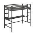 Maxwell Metal Loft Bed w/ Built-in-Desk by Novogratz Metal in Gray | 72 H x 41.5 W x 77.5 D in | Wayfair 4370429N