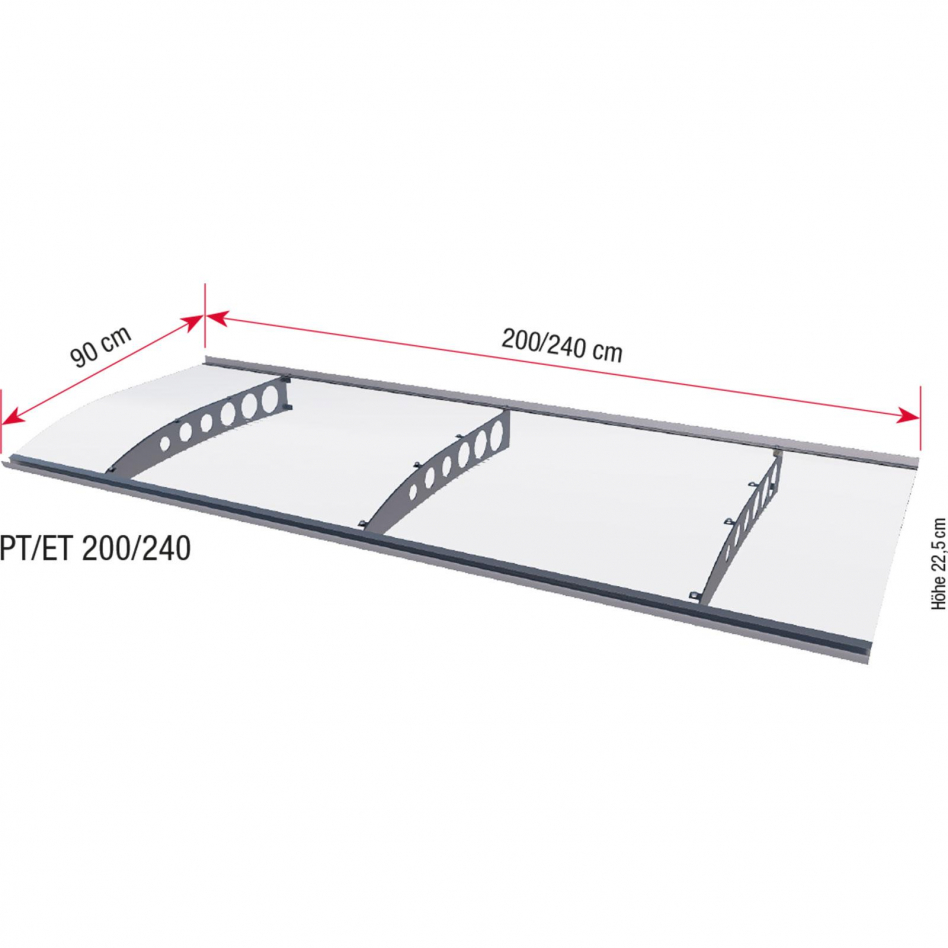 gutta Pultvordach PT-ET Edelstahloptik Dach, 240 cm Image
