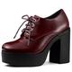 Allegra K Women's Platform High Chunky Heel Ankle Boots Burgundy 5.5 UK/Label Size 7.5 US