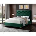 Mercer41 Dermott Platform Bed Upholstered/Velvet, Metal in Green/Black | 56 H x 81 W x 86.5 D in | Wayfair 57EFC39D3E2B47D590548D08126F4FC2