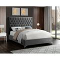 Mercer41 Dermott Platform Bed Upholstered/Velvet, Metal in Gray/Black | 56 H x 59.5 W x 81.5 D in | Wayfair 0C272237B76C475CB401842346D4B3DA