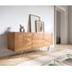 DELIFE Design-Sideboard Wyatt 175 cm 3D Optik mittig Akazie Natur Edelstahl, Sideboards