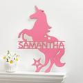 Zoomie Kids Zhenya Starry Unicorn Personalized 3D Wall Decor Wood in Brown/Pink | 11.5 H x 8.6 W x 0.125 D in | Wayfair