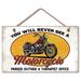Winston Porter Never See a Motorcyle Decorative Wood Hanging Wall Décor in Black/Red/Yellow | 5.75 H x 9.5 W x 0.5 D in | Wayfair
