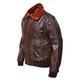 G1 Distressed Brown Goatskin Leather Bomber Aviator Flight Jacket - Brown - Medium