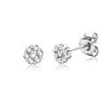 Miore stud earrings 9 kt 375 white gold with brilliant cut diamonds 0.22 ct