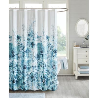 Madison Park Enza Printed Floral Cotton Shower Curtain, 72" x 72" - Teal