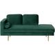 Chaise Longue Méridienne Côté Gauche en Velours Vert pour Salon Glamour Beliani