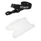 Identity-Plus: Black Pre-Printed Staff Lanyard Neck Strap (Plastic J Clip, Safety Breakaway Point) with Clear Landscape Card Holder (100)