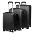 SA Products 3pc Hard Shell Suitcase Set - Lightweight Large Suitcase Set - ABS 3 Piece Luggage Set Includes Cabin & Hold Luggage - Premium Luggage Sets - 4 Wheel Suitcase Sets for Men Women - Black