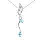 Naava Women's 9 ct White Gold Diamond and 0.50ct Blue Topaz Drop Pendant and Chain Necklace of 46 cm