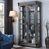 17 Stories Stafford Lighted Curio Cabinet Wood in Brown/Gray | 80 H x 42 W x 18 D in | Wayfair B8888B1BC6BA4755943405280064EBDF