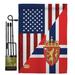 Breeze Decor American Norway Friendship 2-Sided Polyester 18.5 x 13 in. Flag Set in Blue/Gray/Red | 18.5 H x 13 W x 1 D in | Wayfair