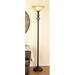 Fleur De Lis Living Britten Metal Glass 70" Torchiere Floor Lamp Metal in Black/Brown/White | 70 H x 15 W x 15 D in | Wayfair