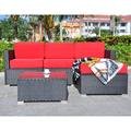 Ivy Bronx ShipstStour Outdoor All-Weather 5 Piece Sectional Seating Group w/ Cushions Synthetic Wicker/All - Weather Wicker/Wicker/Rattan | Wayfair