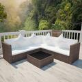 Ivy Bronx Patio Furniture Set 4 Piece Sectional Sofa w/ Coffee Table Rattan in Brown | 25.2 H x 70 W x 70 D in | Wayfair