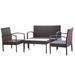 Ivy Bronx Patio Furniture Set 4 Piece Outdoor Sofa w/ Coffee Table Poly Rattan in Brown | 28.7 H x 41.7 W x 23.2 D in | Wayfair