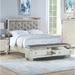 Willa Arlo™ Interiors Barret Tufted Low Profile Storage Standard Bed Wood & /Upholstered/Faux leather in White | 58 H x 76 W x 83 D in | Wayfair