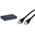 Netgear GS108GE 8-Port Unmanaged Gigabit Kupfer Switch (bis zu 1000 MBit/s Datenübertragung, Plug-and-Play, lüfterlos) & Amazon Basics Ethernet-Netzwerkkabel, RJ45, Cat6, 0,9 m, 1.000Mbit/s