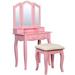 Rosdorf Park Shearer Vanity Set w/ Mirror Wood in Pink, Size 53.76 H x 29.88 W x 15.75 D in | Wayfair ACF3252469E5412B835F7A72676FC410