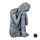 Relaxdays Buddha Figur geneigter Kopf, XL 60cm, Asia Deko, Gartenfigur, Dekofigur Wohnzimmer, frost- & wetterfest, grau