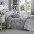 HOMESCAPES Luxury Toile Duvet Cover Set Grey & White French Damask Style Bedspread Cotton Rich 200 Thread Count Duvet Cover with Matching Pillowcases Reversible Stripe Pattern, King Size