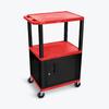 "Red Tuffy 3 Shelf 42"" AV Cart W/ Black Legs, Cabinet & Electric - Luxor WT42RC2E-B"