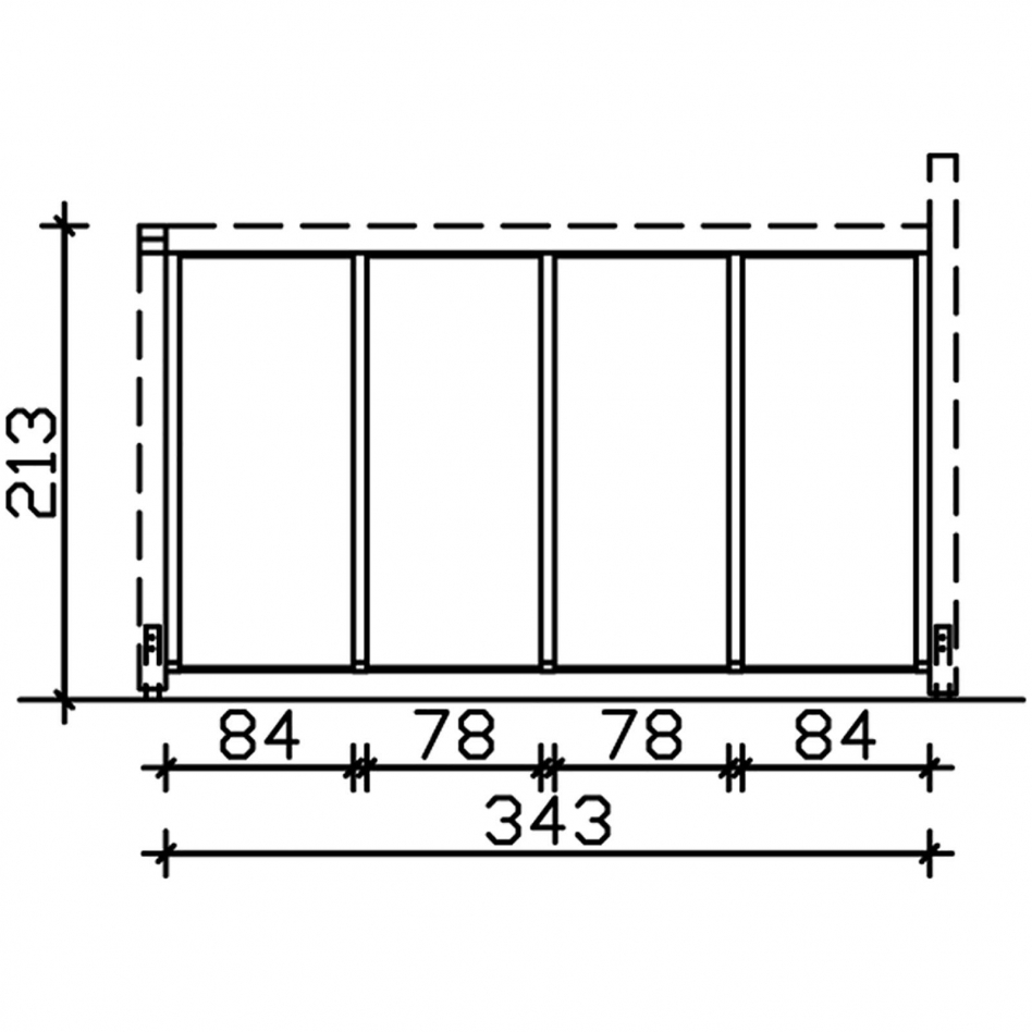 Skan Holz Seitenwand Polycarbonat Freistehend Weiß, 355x200 cm Image