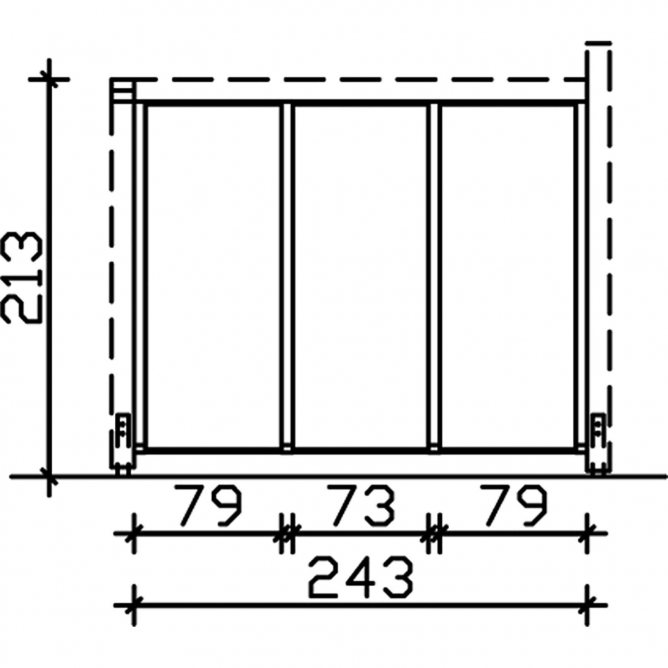 Skan Holz Seitenwand Polycarbonat Freistehend Eiche Hell, 255x200 cm Image
