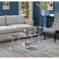 Royal Crest Oval Coffee Table in Clear Glass / Chrome Frame - Convenience Concepts 134049GLCRO