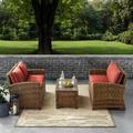 Bradenton 3Pc Outdoor Wicker Conversation Set Navy/Weathered Brown - Coffee Table & 2 Loveseats - Crosley KO70165-SG