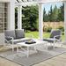 Kaplan 3Pc Outdoor Metal Conversation Set Gray/White - Loveseat, Chair , & Coffee Table - Crosley KO60014WH-GY