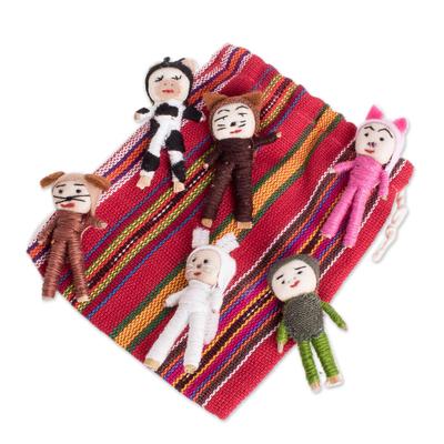 'Animal-Themed Cotton Decorative Worry Dolls (Set of 6)'