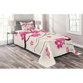 East Urban Home Pink/Black Microfiber Electric Coverlet/Bedspread Set Microfiber in Pink/Yellow | Twin Bedspread + 1 Sham | Wayfair