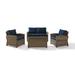 Birch Lane™ Lawson 4 Piece Rattan Sofa Seating Group w/ Cushions Synthetic Wicker/All - Weather Wicker/Wicker/Rattan in Blue/Brown | Outdoor Furniture | Wayfair