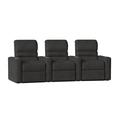 Latitude Run® Blue LED Home Theater Row Seating (Row of 3) Microfiber/Microsuede in Gray | 43.5 H x 108.5 W x 40 D in | Wayfair