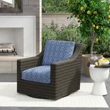 Tommy Bahama Outdoor Cypress Point Ocean Terrace Swivel Glider Lounge Chair Wicker/Rattan in Black/Blue/Indigo | 36 H x 33 W x 38 D in | Wayfair