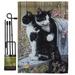 Breeze Decor Tuxedo Cat Nature Pets Impressions Decorative 2-Sided Polyester 1.5 x 1.1 ft. Flag Set in Black | 18.5 H x 13 W x 1 D in | Wayfair