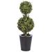 Gracie Oaks Faux 2-Ball Boxwood Topiary in Planter Plastic/Metal in Black | 30 H x 10 W x 10 D in | Wayfair DBA5E5AE55584E908A7813412D30DAF4