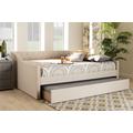 Baxton Studio Haylie Modern Beige Fabric Full Size Daybed /w Roll-Out Trundle Bed - CF9046-Beige-Daybed-F/T
