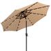 Alcott Hill® Konnor 9' Round Market Umbrella w/ 32 Solar Powered LEDS, Solution Dyed Canopy & Black Frame Metal in Brown | 93.7 H in | Wayfair