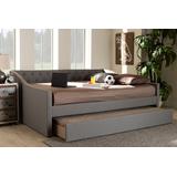 Baxton Studio Haylie Modern Light Grey Fabric Full Size Daybed /w Roll-Out Trundle Bed - CF9046-Light Grey-Daybed-F/T