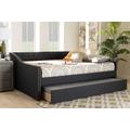 Baxton Studio Haylie Modern Dark Grey Fabric Full Size Daybed /w Roll-Out Trundle Bed - CF9046-Charcoal-Daybed-F/T