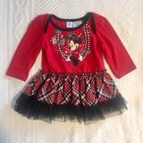 Disney Shirts & Tops | Disney Minnie Mouse Top W/Tartan Plaid Tulle Skirt | Color: Black/Red | Size: 12mb
